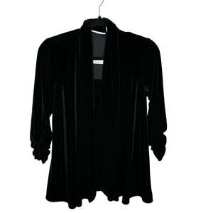 SUSAN GRAVER / black velvet velour 2 piece tank & jacket set / XS